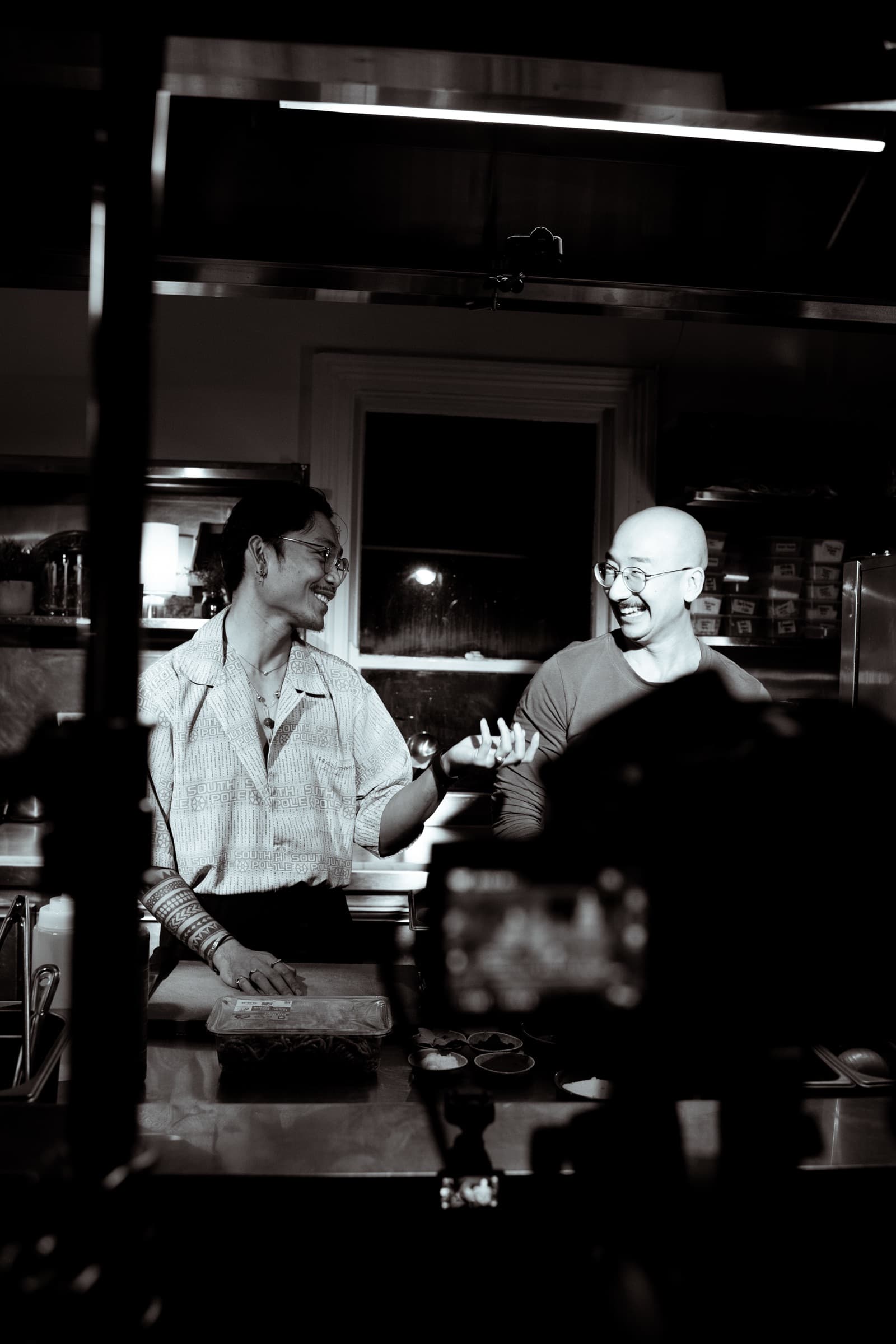 Fhred and Liem laughing across the camera rig